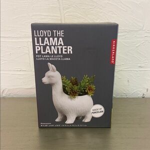 Kikkerland Llama Planter, Lloyd the Lama, White Ceramic, Charming NIB